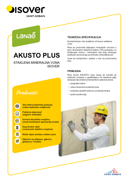 Naslovnica: Isover Akusto Plus, tehnički list