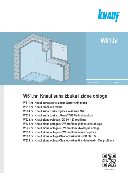 Naslovnica: Knauf W61.hr - suha žbuka i zidne obloge